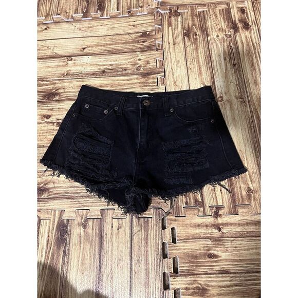 Forever 21 Womens Black Button Up Shorts Size US 26 - Picture 2 of 9